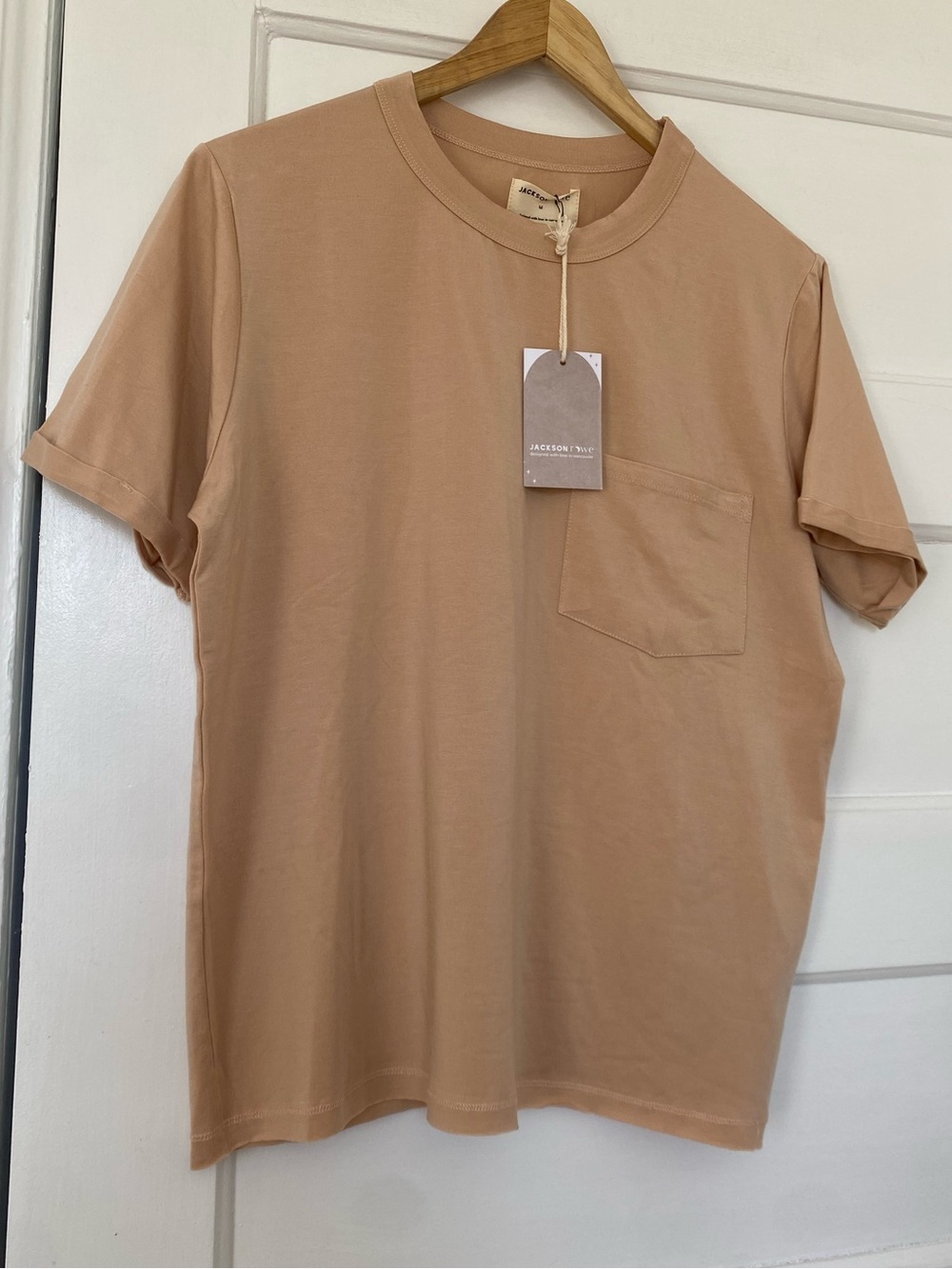 Jackson Rowe neutral boxy cotton pocket t shirt new with tags